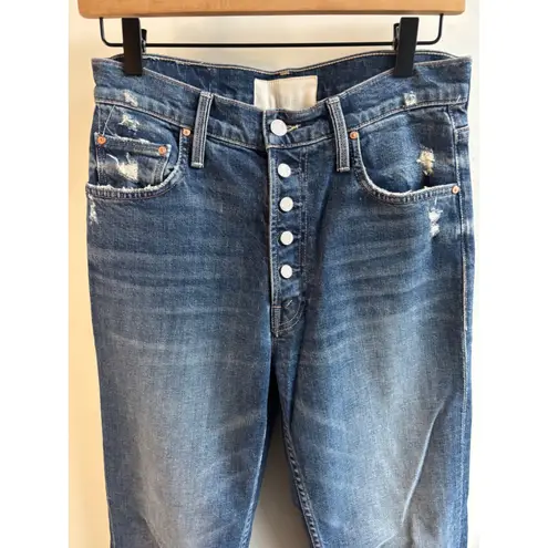 MOTHER Superior The Pixie Tomcat Ankle Jeans 27 Boho Distressed layered timeless Blue