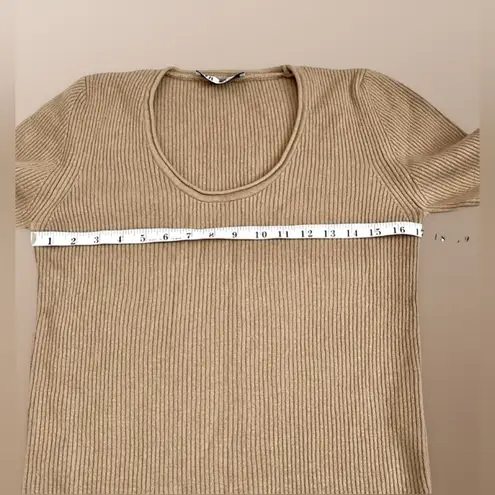 ZARA 🍃XL🍃TAN BEIGE FALL ROUND NECK PREMIUM KNIT LONG SLEEVED SWEATER 🍒