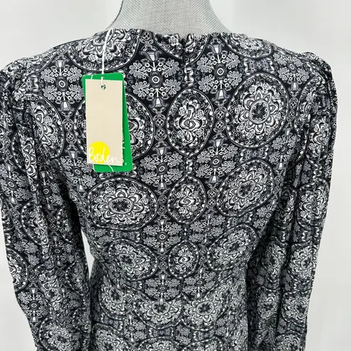 NWT Boden Grey Crew Neck Print Mini Dress Size 8L Black