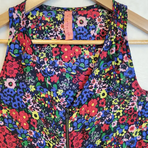 Eight Sixty Vintage Silk Ditzy Floral Top Zipper Summer Vacation Bloomcore Sz S