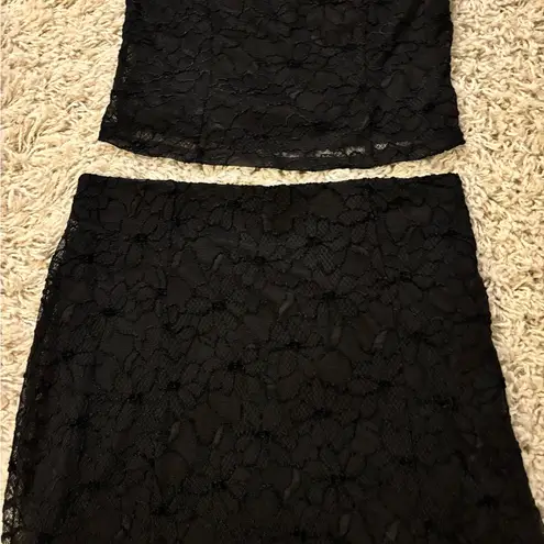 No Boundaries  Elegant Black Lace Women's Midi Skirt with Tube Top Size S