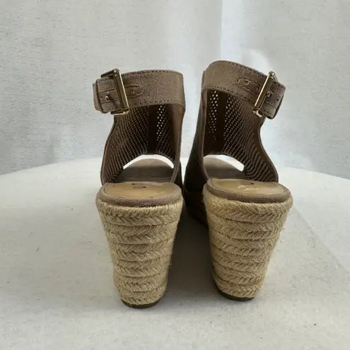 Unisa Espadrille Wedge Sandals Ankle Strap Peep Toe Taupe Beige Women6.5M Shoes