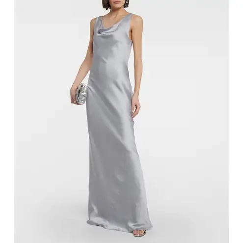Norma Kamali Maria Gown in Silver Small New Womens Long Maxi grey dress