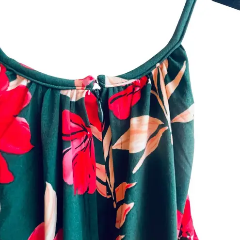 Maggy London Floral CROPPED JUMPSUIT Women's 4 Hawaiian Print Green Pink NWOT