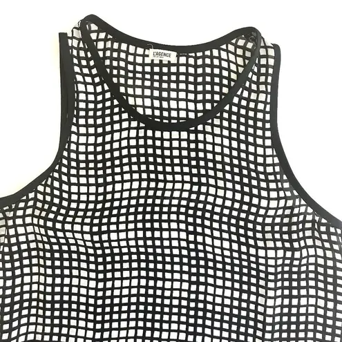 L'Agence  Silk Check Print Sleeveless Top in Black Size 8