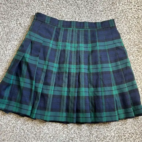 Bagatelle  Blue Green Plaid Pleated Mini Skirt School Girl Medium