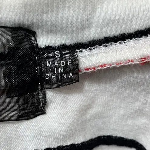 CODE × MODE Striped Puff Sleeve Top Size S White Red Black Cotton Blend Ruffle S