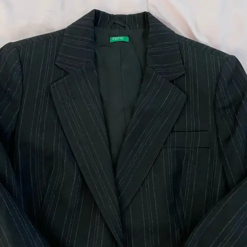 United Colors Of Benetton Made in Italy of Benetton black striped wool blend jacket blazer size 42 or US 6