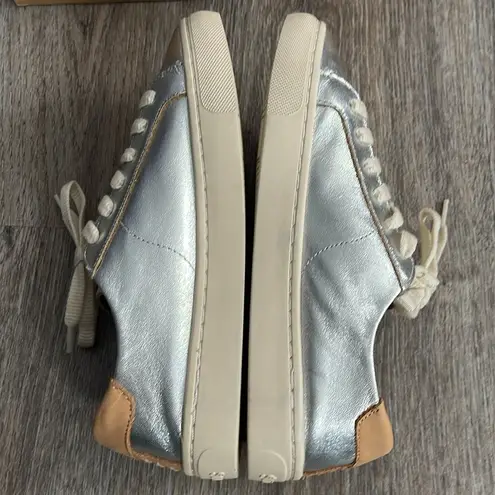 Soludos Silver Ibiza Leather Sneakers Size 5.5