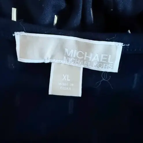 MICHAEL KORS | Black Gold Stud Maxi Dress Short Cap Sleeve Tie Belt | Size XL