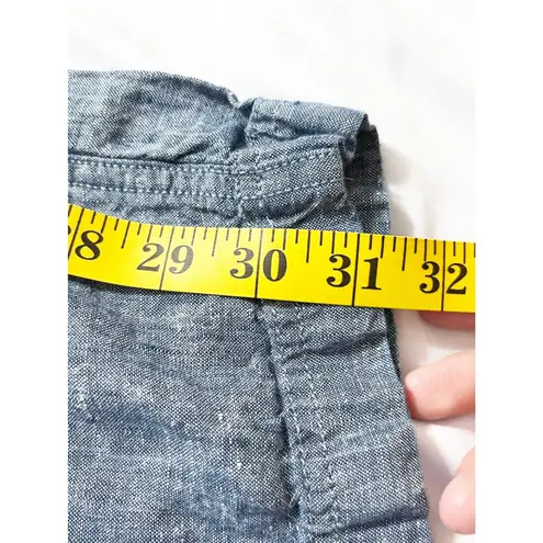 L.L. Bean Womens 100% Linen Breezy Pull On Utility Wide Leg Pants Size 18 Tall Blue