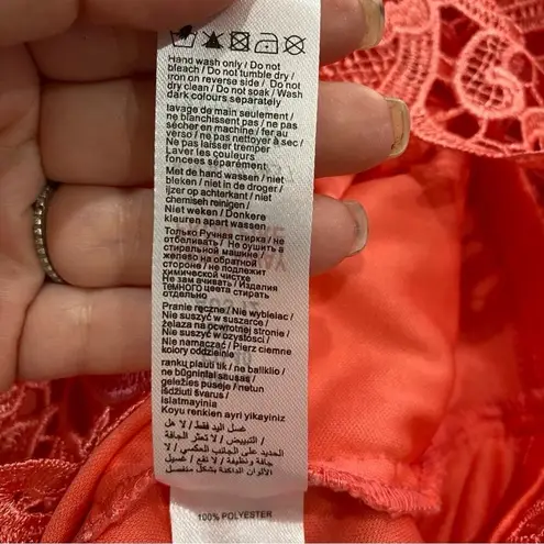 ASOS  | Paper Dolls V Neck Lace Pencil Dress in Coral Size 8