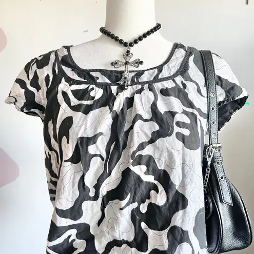 Y2K Grunge Abstract Top, Mall Goth Cyberpunk Indie Sleaze Alt Blouse Medium‎ - Image 2