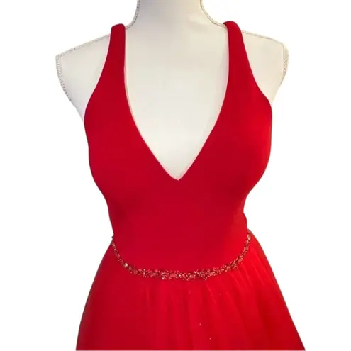 Ellie Wilde by Mon Cherie Womens Prom Dress Size 2 Red Formal Gala HOCO
