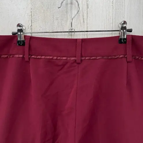 Larry Levine Wide Leg Career Wear Pants Womens 14 Red Polyester Rayon Satin Trim