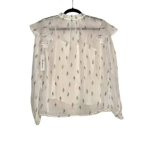 Shoshanna NWT Alisha Metallic Chiffon Long Sleeve Top XS