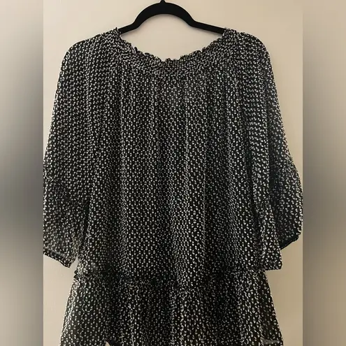 Democracy Black and White Polka Dot Peasant Blouse Size M