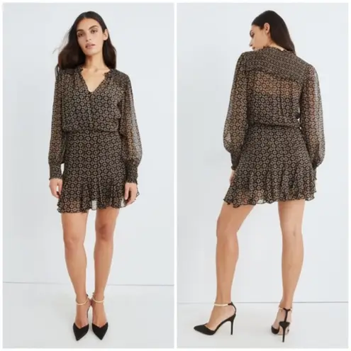 Veronica Beard Sacchi Token Print Mini Dress Long Sleeve 2