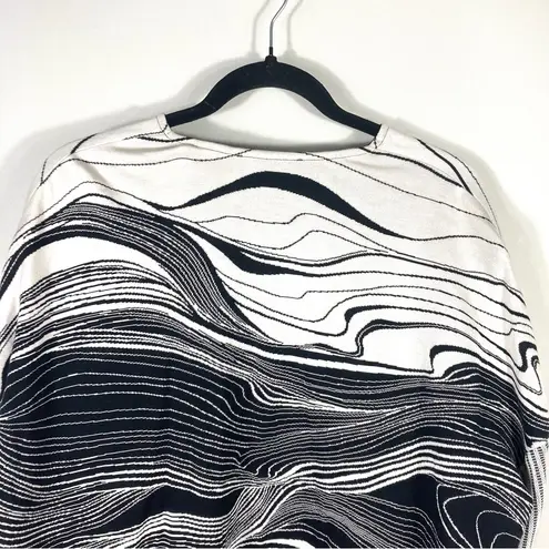 St. John Brush Stroke Jacquard Cashmere Wool Cardigan Black White Size S