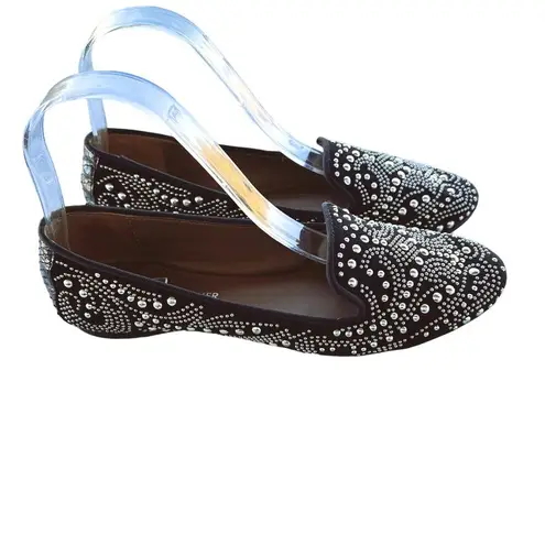 Donald Pliner DEBBI Suede Studded Flat Shoes Black Silver Women’s Size 6 Artsy