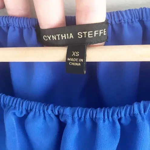 Cynthia Steffe Gathered Top Blue Polyester Size XS