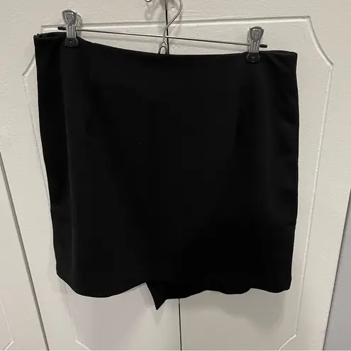 Allegra K NWT Black High Waist Faux Leather Asymmetrical Hem Mini Skirt
