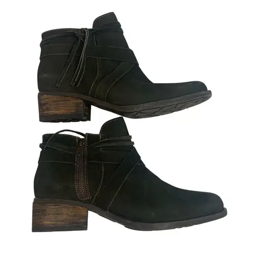 BORN Gray Leather Ankle Boots Unisex Size 11 Comfort Casual Block Heel