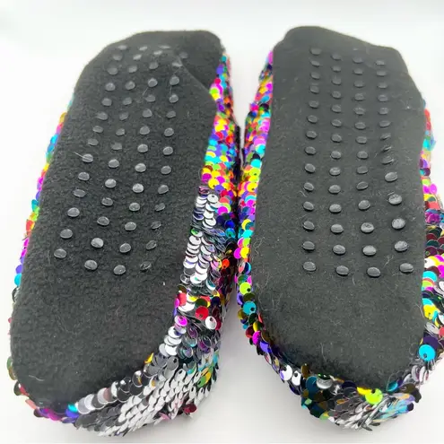 Rainbow Sequin Faux Sherpa Lined Slippers Size 5 Small
