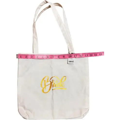 Bride Wedding Celebration Marriage Canvas Tote Bag With Gold Letters