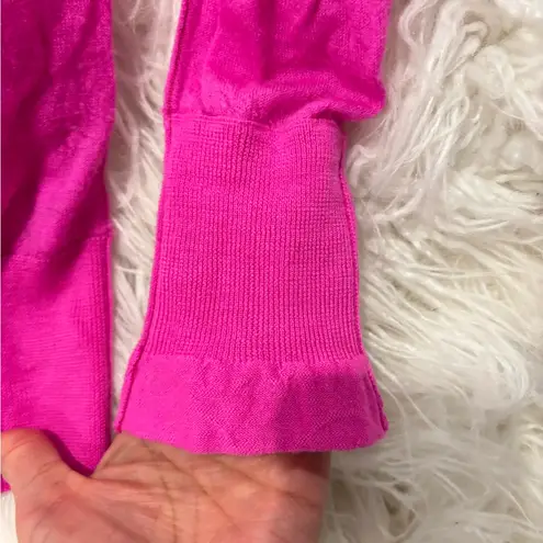 Helmut Lang Bright Pink V-Neck Ruffle Cuff Lightweight Cashmere Sweater XS - Image 5