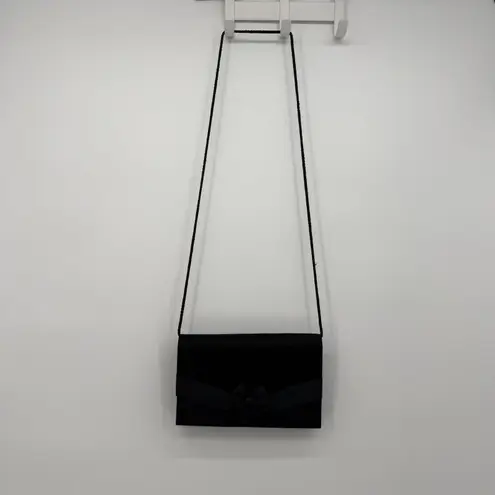 La Regale Black Satin Bow Crossbody Bag Purse Evening Formal Classic Timeless