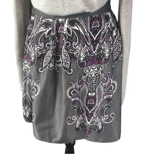 #118 SILK LOOK PLUM AND GRAY SKIRT Size M