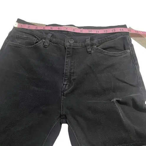 Hudson NWT Black NICO Midrise Straight Ankle Jeans New Size 30 Distressed Denim