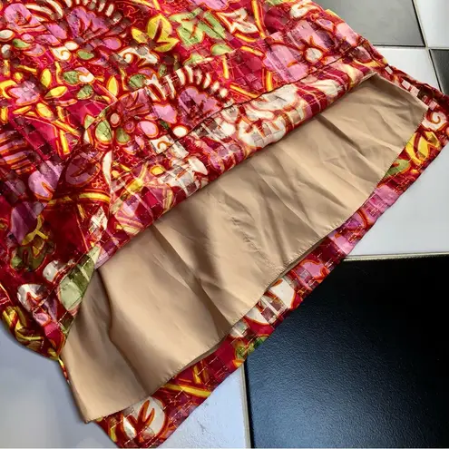 Vintage 60s Marita by Anthony Maruto House Dress Red Pink Metallic Gold size M Multiple Size M