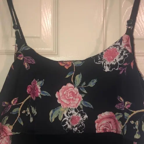 About A Girl Black body suit w/ floral - flaw