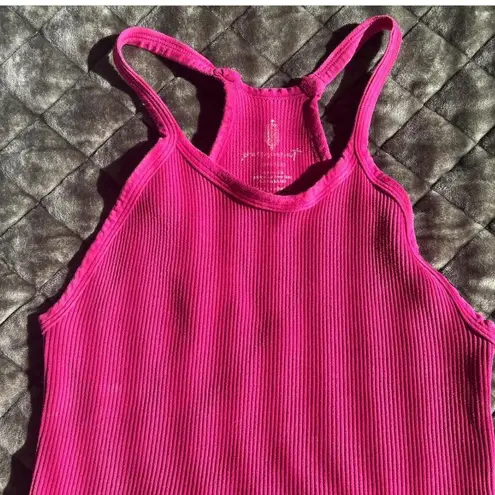 Free People  Hot Pink Cropped Tank