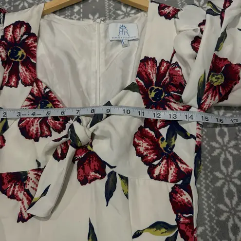 Rebecca De Ravenel 100% Silk Mini Dress White/Pink Floral Size 2 White