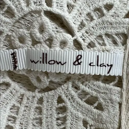 Willow & Clay Blouse Bohemian Linen Knitted Crochet Detail Fishtail