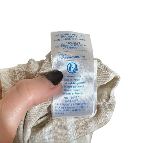 Saint James x Jenni Kayne Rue Drop Shoulder Linen Long Sleeve Tee Oatmeal Stripe Tan Size L