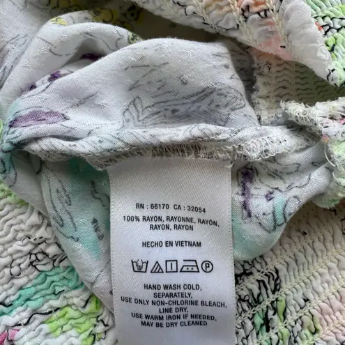 Maeve Anthropologie Rosa Paint By Numbers Print Smocked Blouse Size XS