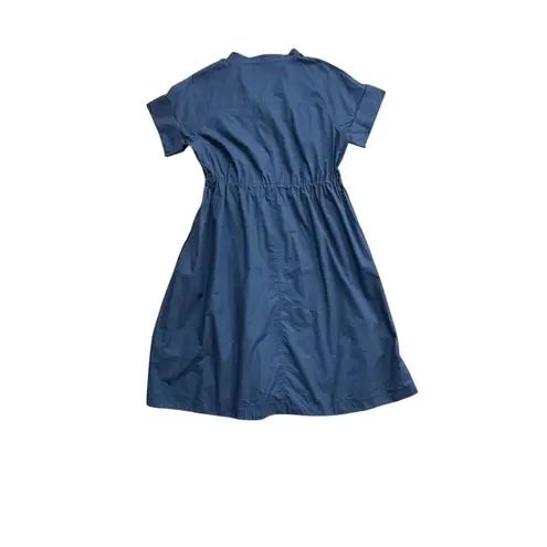 max mara Weekend Drawstring Cotton Poplin Midi Dress Blue ~Small Short Sleeve