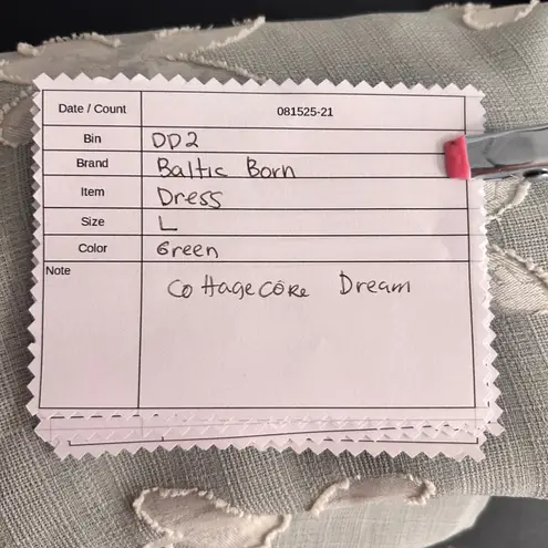 Baltic Born Womens Dress Size L Avery Sage Puffed Sleeve Cottagecore Prairie