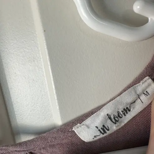 In Loom In Loom Rose Taupe Embroidered Drop Sleeve Blouse Mauve Peasant Floral Medium