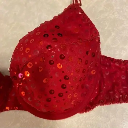 secret treasures Sexy Sequin Red‎ Padded Bra 36B