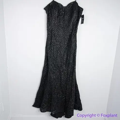 City Chic NEW Luxe Maxi estravaganza tinkerbell black shimmering dress slit, L