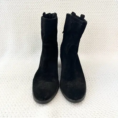 Sam Edelman  Black Suede Farrell Western Style High Cut Heeled Ankle Boots 8