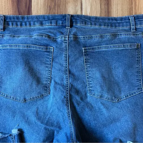 Ellos Womens 22 Jeans High Waisted Raw Hem Plus Size Comfortable Casual Blue