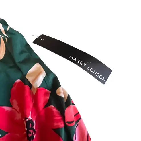 Maggy London NEW Floral CROPPED JUMPSUIT Women's 2 Hawaiian Print Green Pink NWT