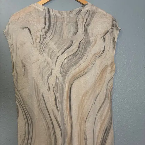 Raquel Allegra Womens Linen Blend Marble Print Beige Maxi Tank Dress Size Tan Size XS