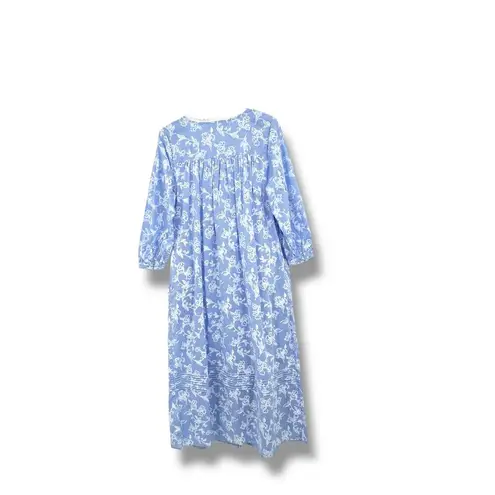 Eileen West ballet nightgown women's small blue floral embroidered button front